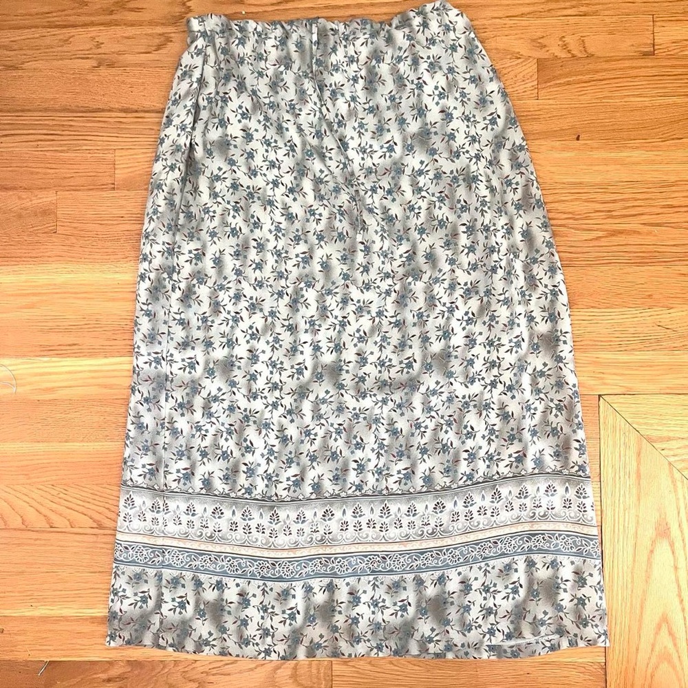 Floral Maxi Skirt - Gray and Blue altered to fit size 2 drawstring waist